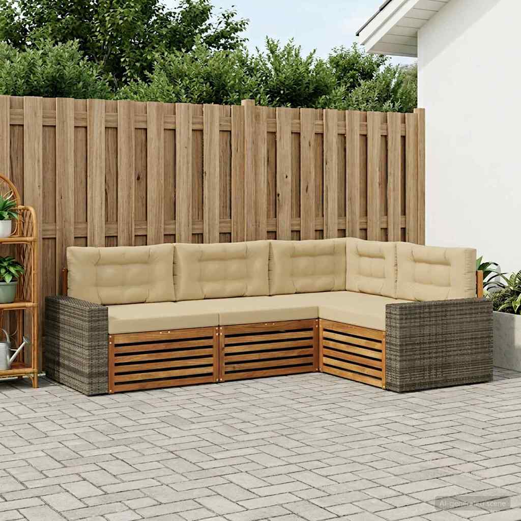 Set vanjskih sofa 4 pcs Prirodna i bež 255,5 x 176,5 x 73 cm