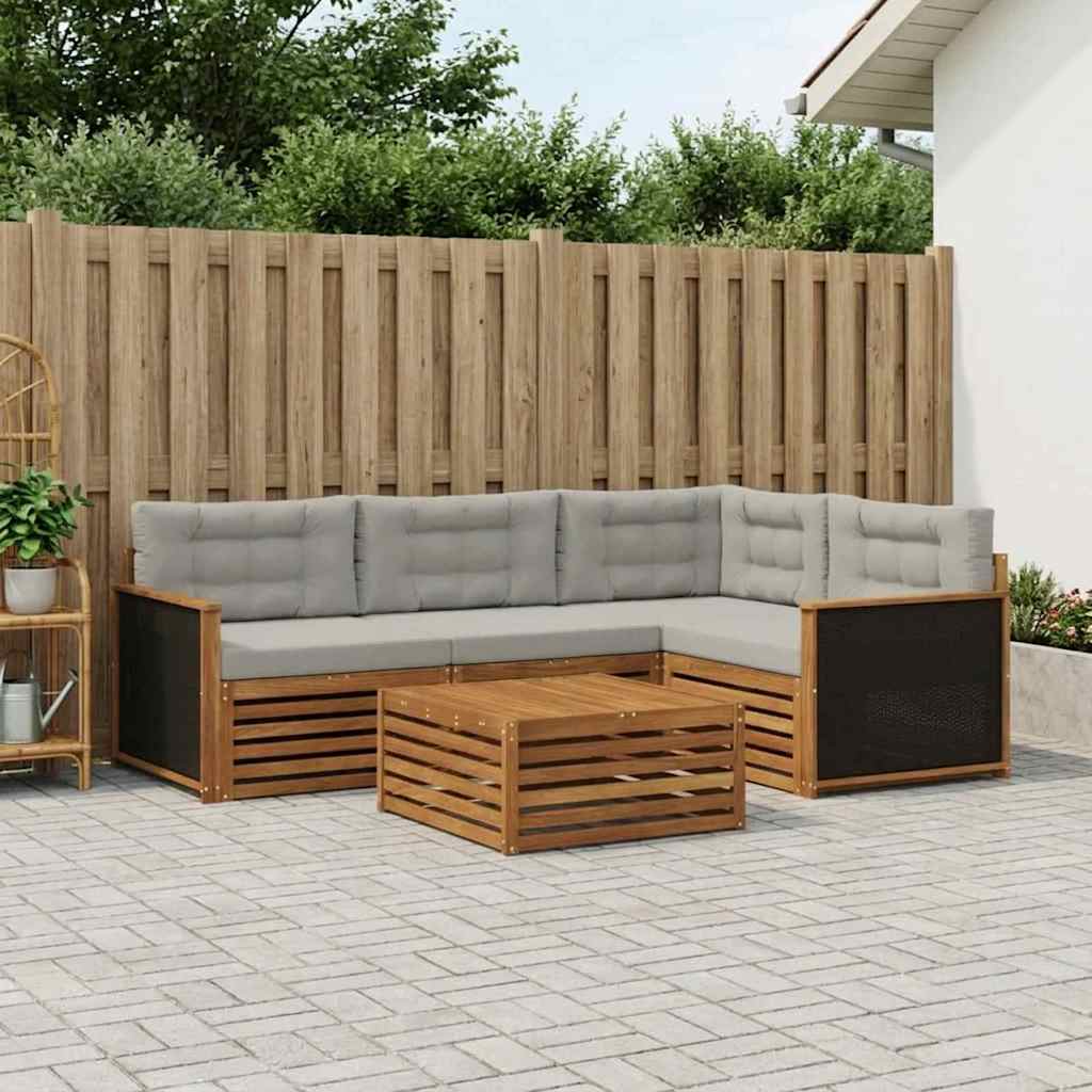 Set vanjskih sofa 5 pcs Prirodna i svjetlosiva 79 x 79 x 37 cm