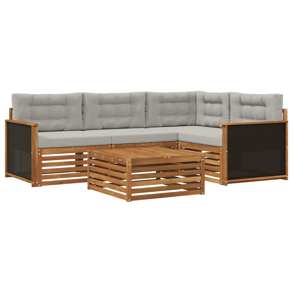 Set vanjskih sofa 5 pcs Prirodna i svjetlosiva 79 x 79 x 37 cm