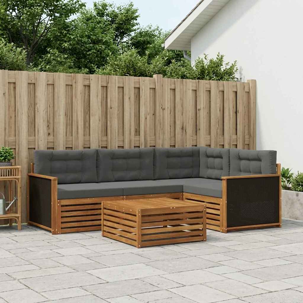 Set vanjskih sofa 5 pcs Prirodna i antracit 79 x 79 x 37 cm