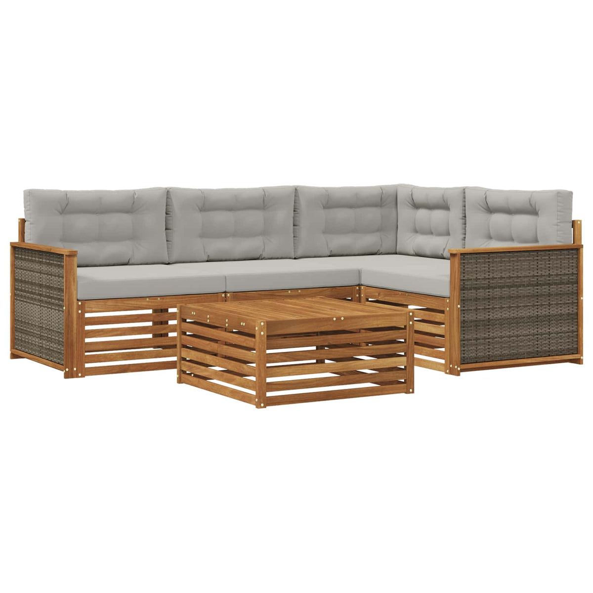 Set vanjskih sofa 5 kom. Prirodna i svjetlosiva