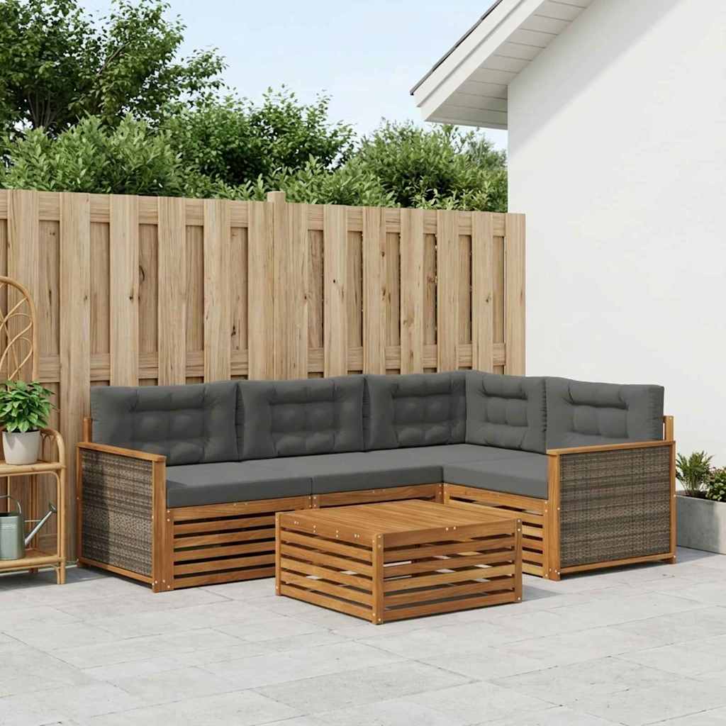 Set vanjskih sofa 5 kom. Prirodna i antracit
