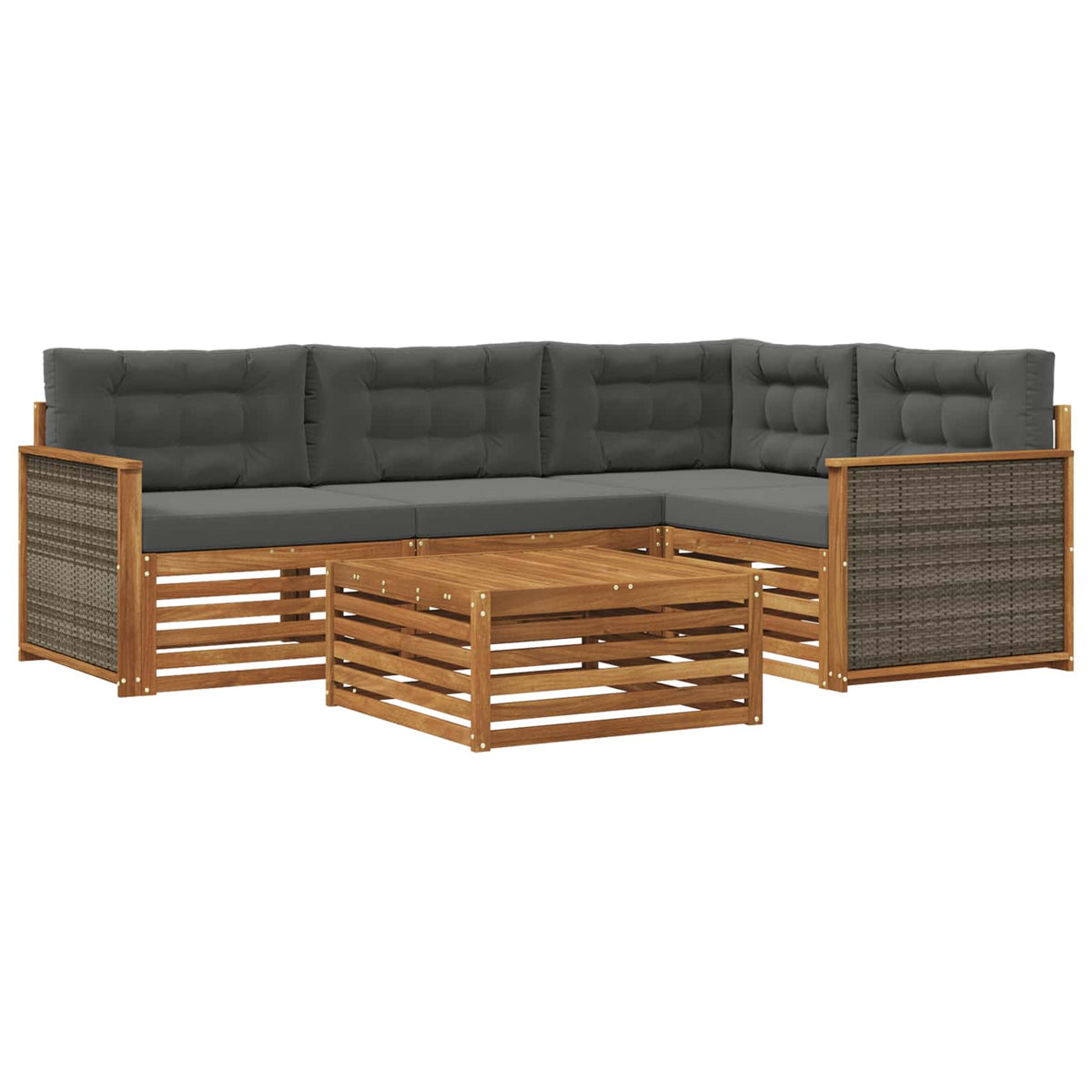 Set vanjskih sofa 5 kom. Prirodna i antracit