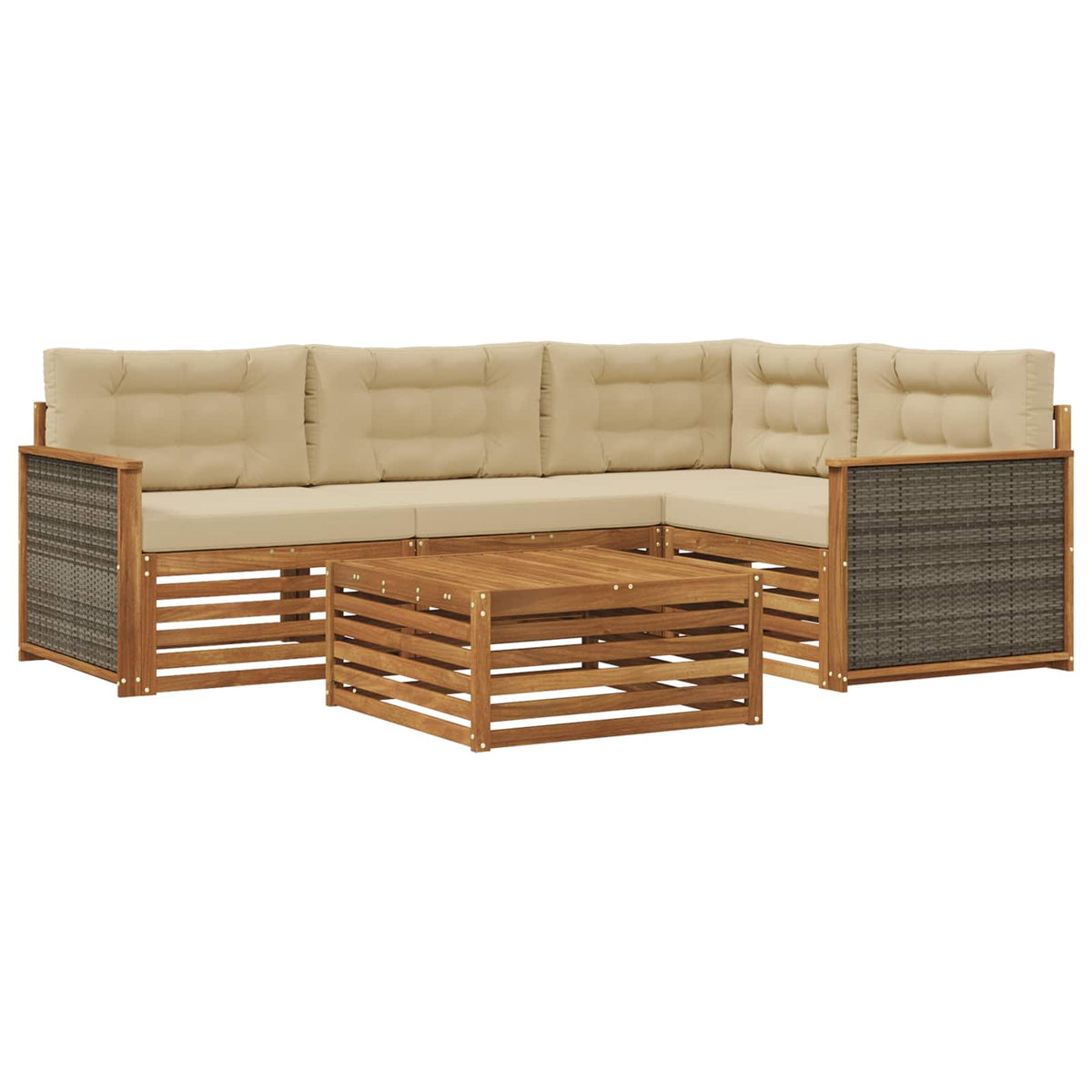 Set vanjskih sofa 5 kom. Prirodna i bež