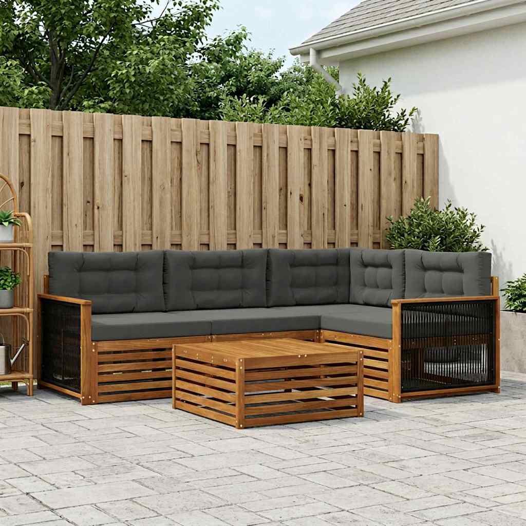 Set vanjskih sofa 5 kom. Prirodna i antracit