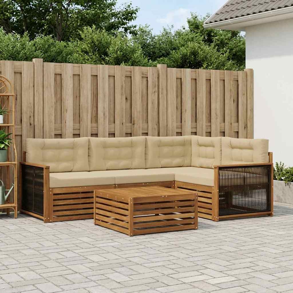 Set vanjskih sofa 5 kom. Prirodna i bež