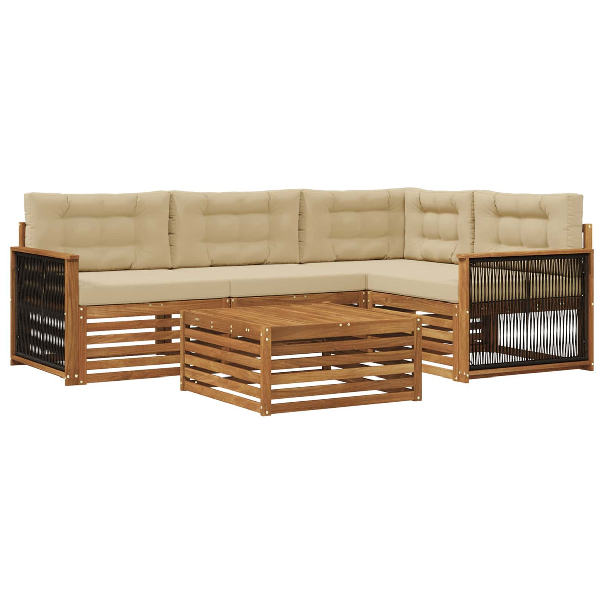Set vanjskih sofa 5 kom. Prirodna i bež