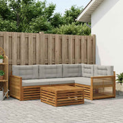Set vanjskih sofa 5 kom. Prirodna i svjetlosiva