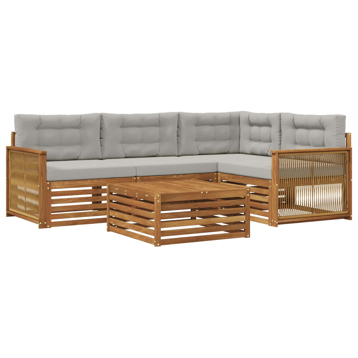 Set vanjskih sofa 5 kom. Prirodna i svjetlosiva