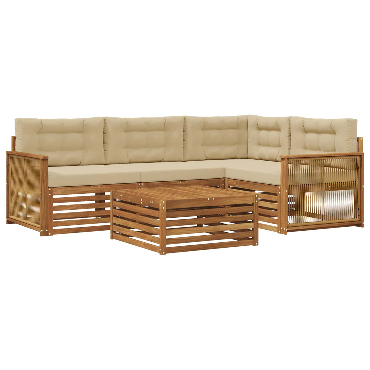 Set vanjskih sofa 5 kom. Prirodna i bež