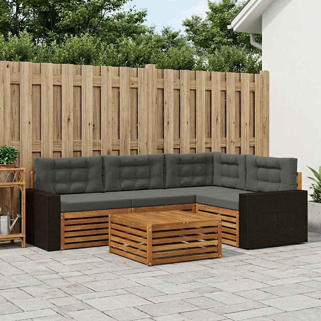 Set vanjskih sofa 5 pcs Prirodna i antracit 79 x 79 x 37 cm