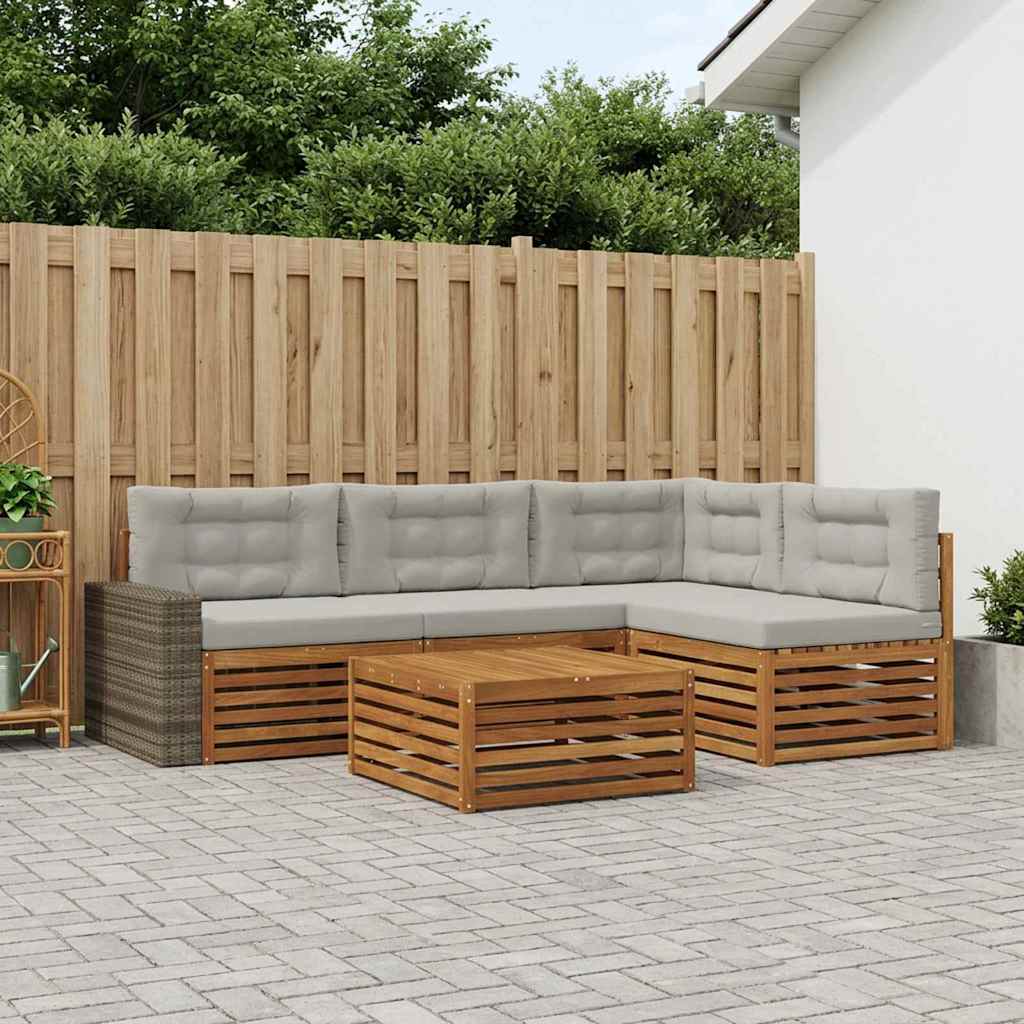 Set vanjskih sofa 5 pcs Prirodna i svjetlosiva 79 x 79 x 37 cm
