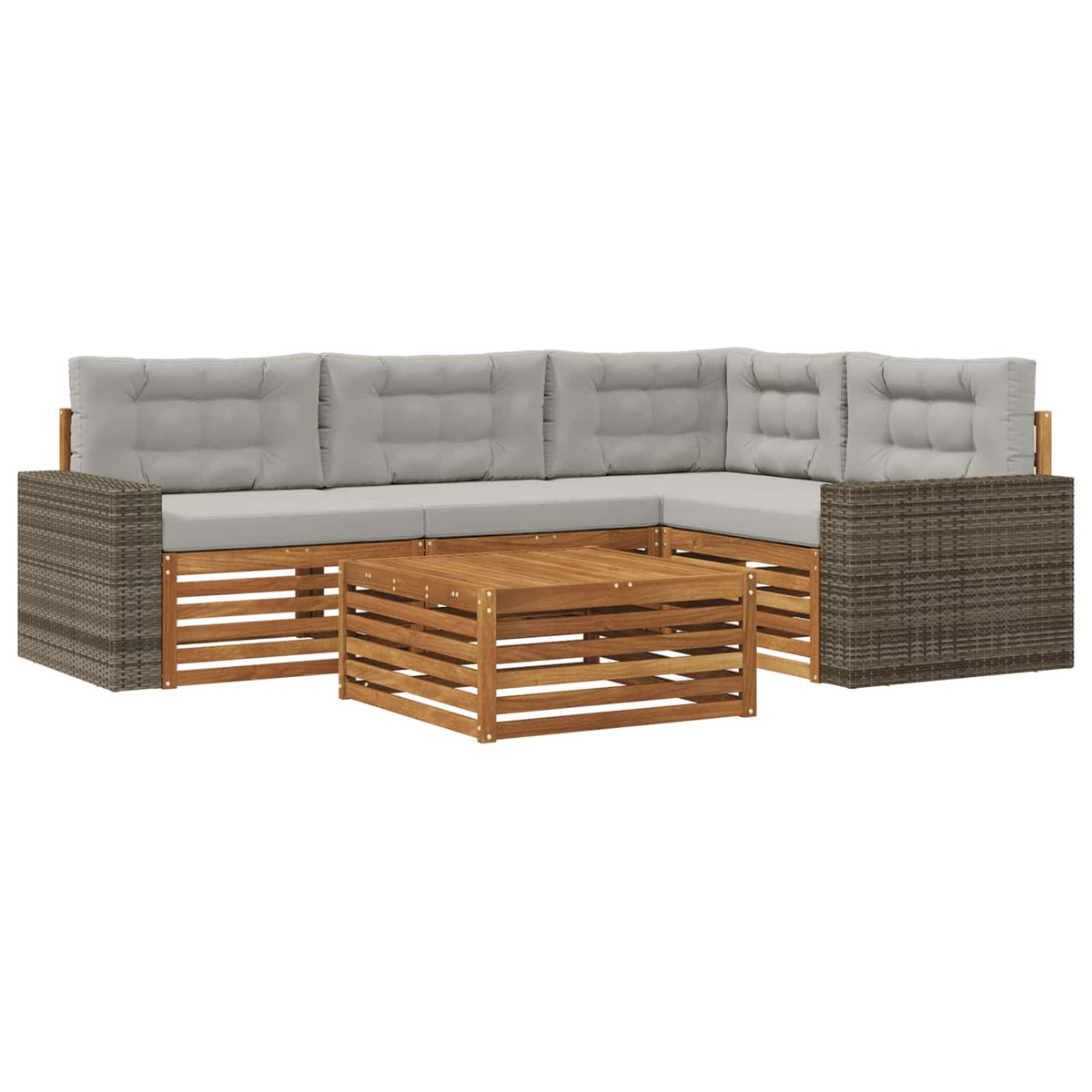 Set vanjskih sofa 5 pcs Prirodna i svjetlosiva 79 x 79 x 37 cm