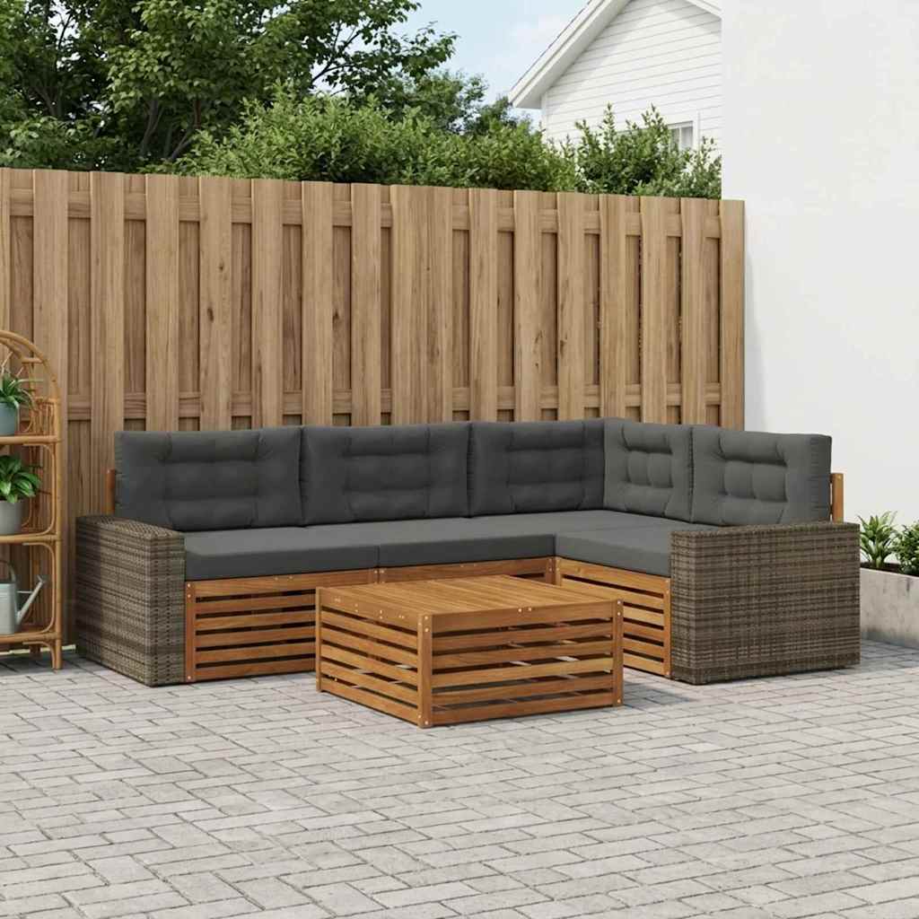 Set vanjskih sofa 5 pcs Prirodna i antracit 79 x 79 x 37 cm