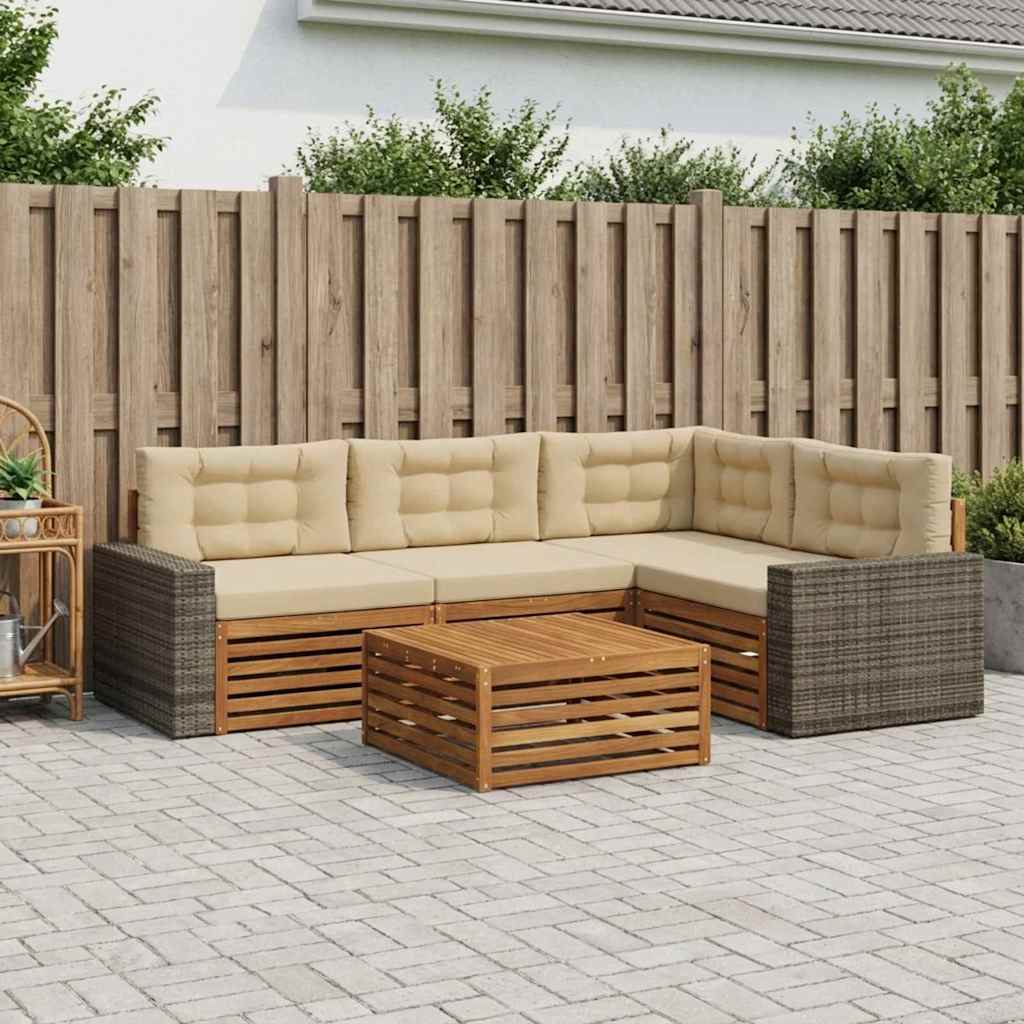 Set vanjskih sofa 5 pcs Prirodna i bež 79 x 79 x 37 cm