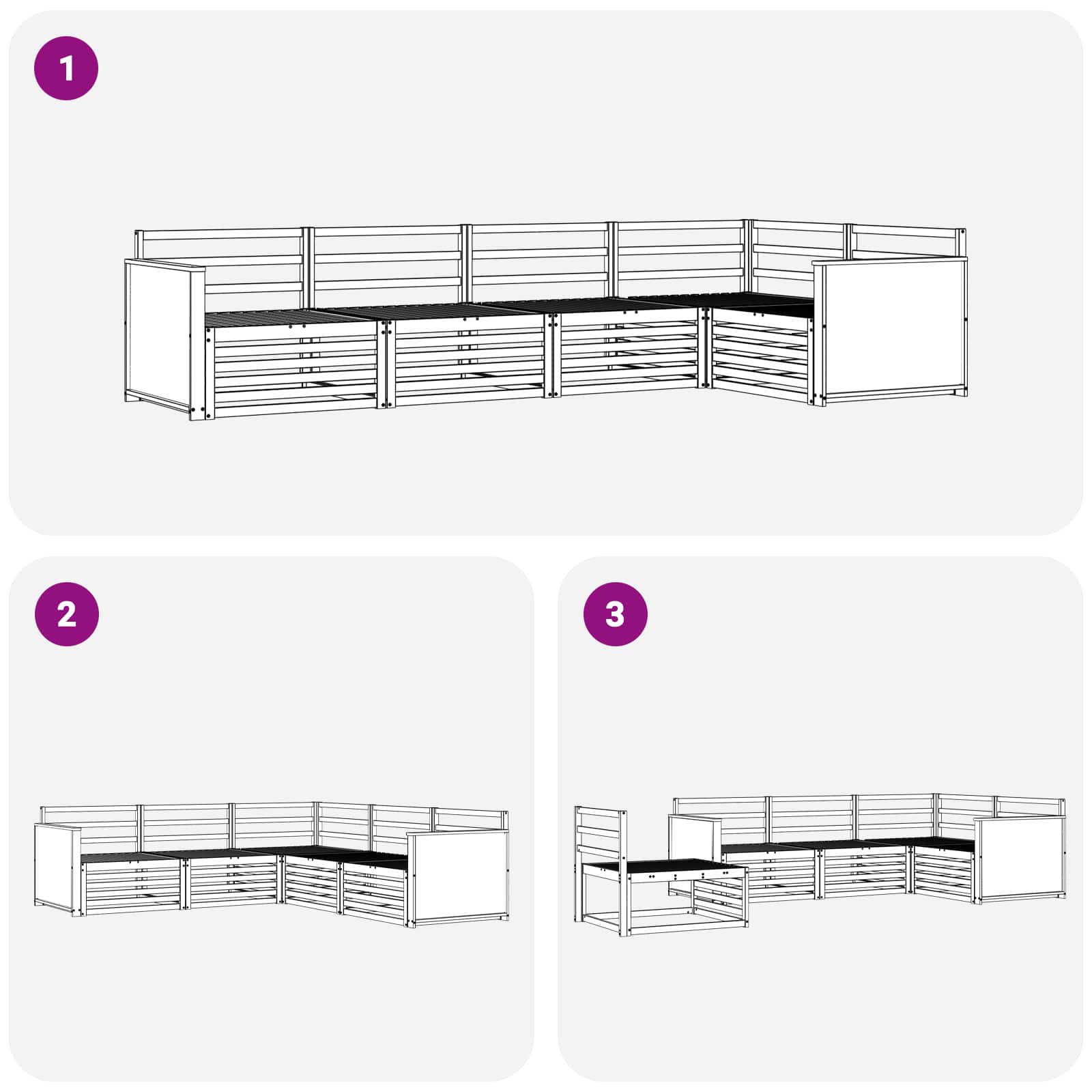 Set vanjskih sofa 5 pcs Prirodna 323 x 164,5 x 73 cm