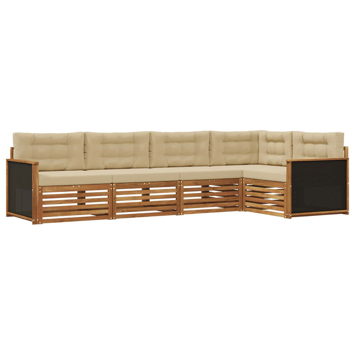 Set vanjskih sofa 5 pcs Prirodna i bež 323 x 164,5 x 73 cm