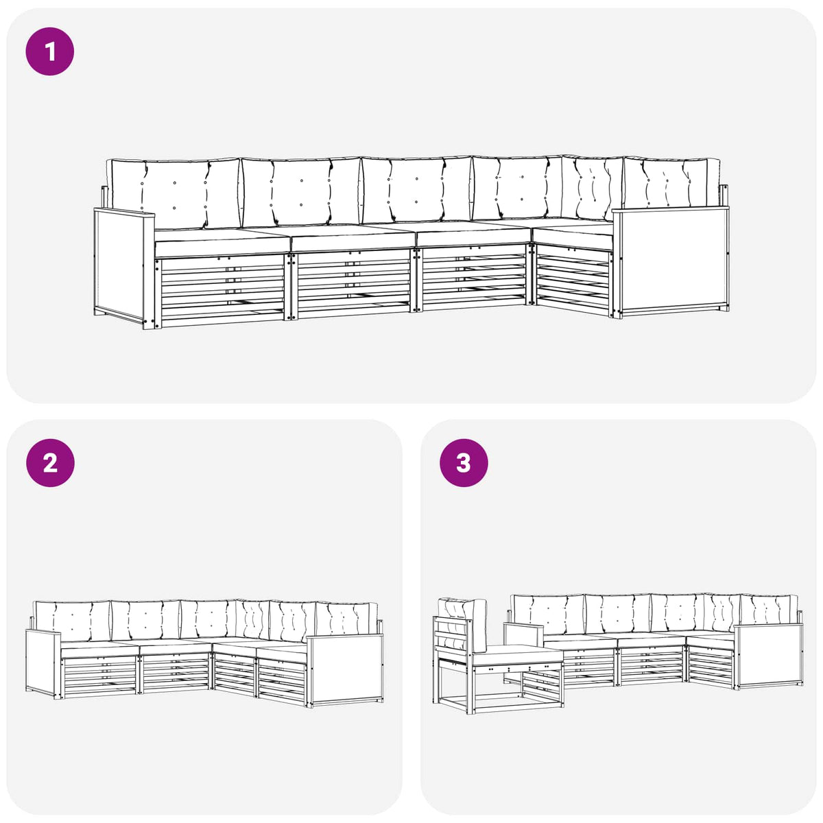 Set vanjskih sofa 5 pcs Prirodna i bež 323 x 164,5 x 73 cm