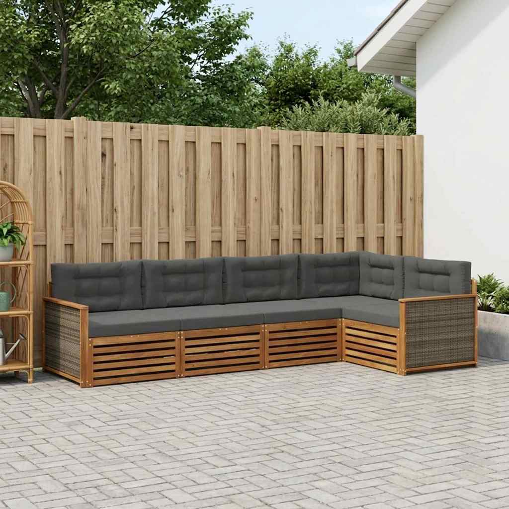 Set vanjskih sofa s jastukom 5 pcs Prirodna i antracit