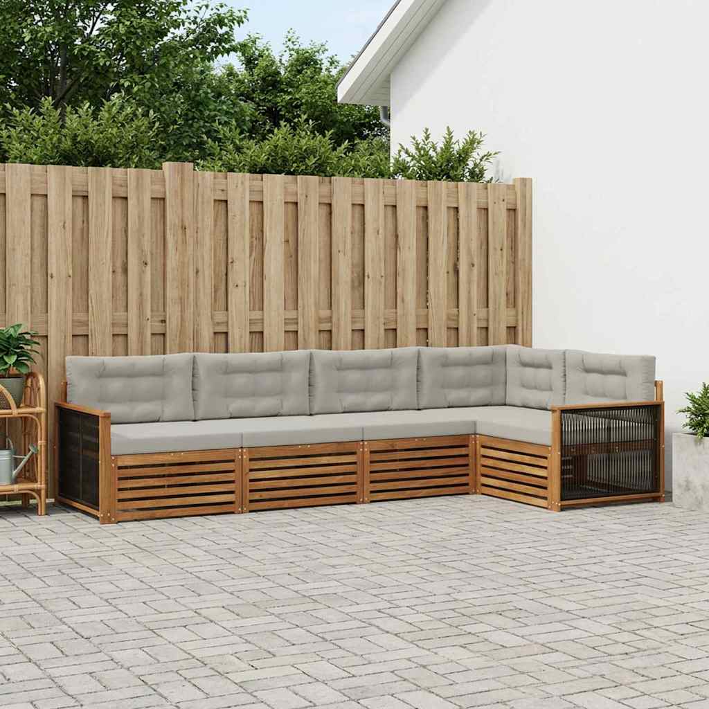 Set vanjskih sofa s jastukom 5 pcs Prirodna i svjetlosiva