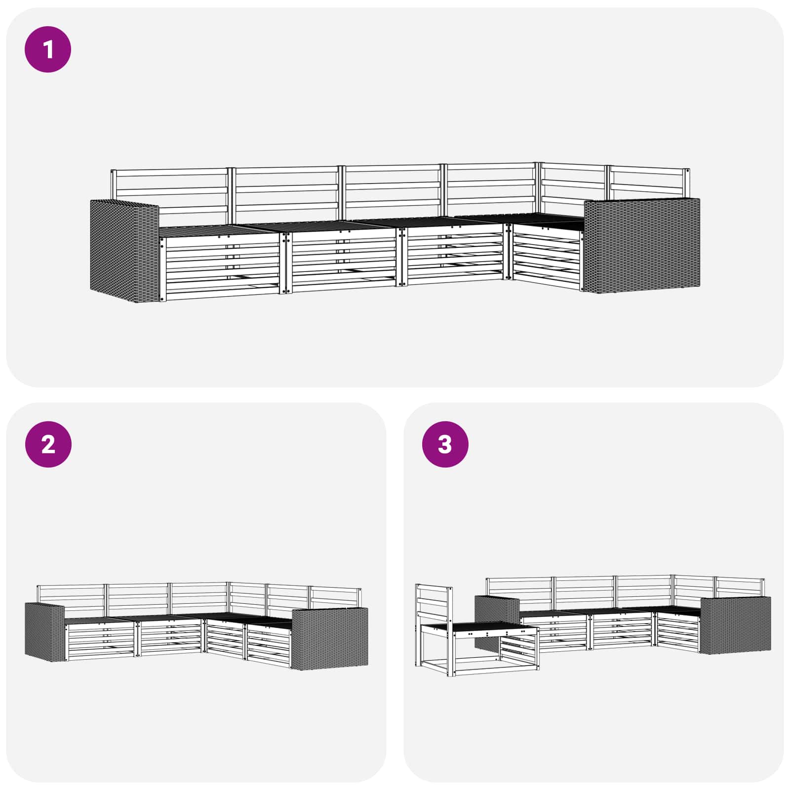 Set vanjskih sofa 5 pcs Prirodna 331 x 172,5 x 73 cm