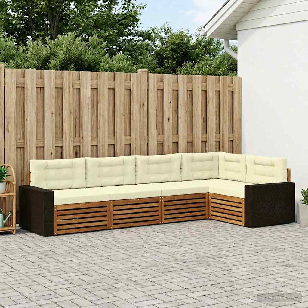 Set vanjskih sofa 5 pcs Prirodna i krem 331 x 172,5 x 73 cm