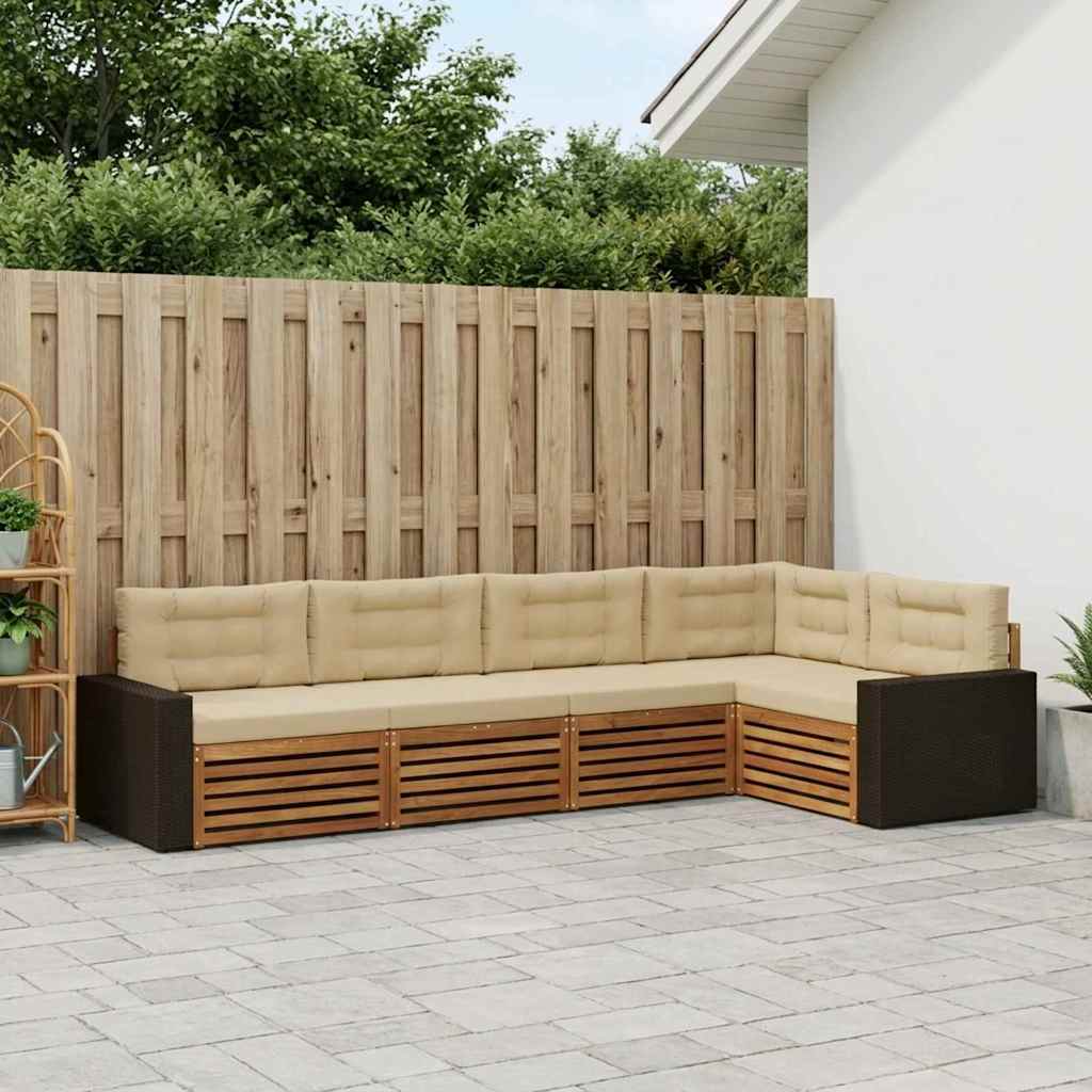 Set vanjskih sofa 5 pcs Prirodna i bež 331 x 172,5 x 73 cm