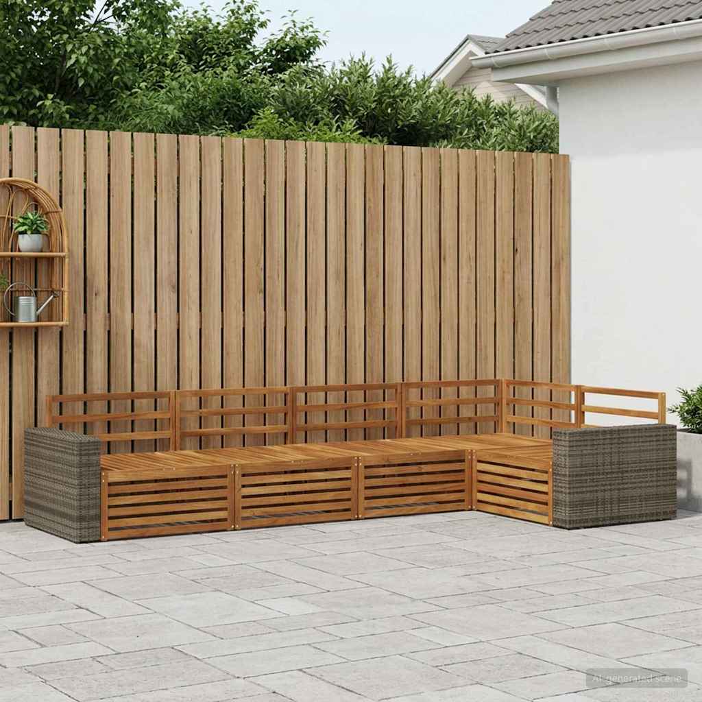 Set vanjskih sofa 5 pcs Prirodna 331 x 172,5 x 73 cm