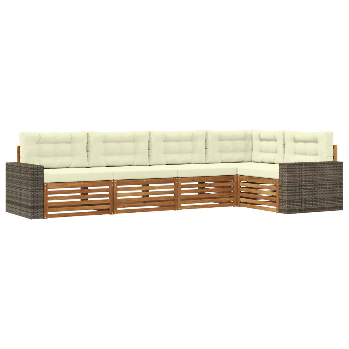 Set vanjskih sofa 5 pcs Prirodna i krem 331 x 172,5 x 73 cm