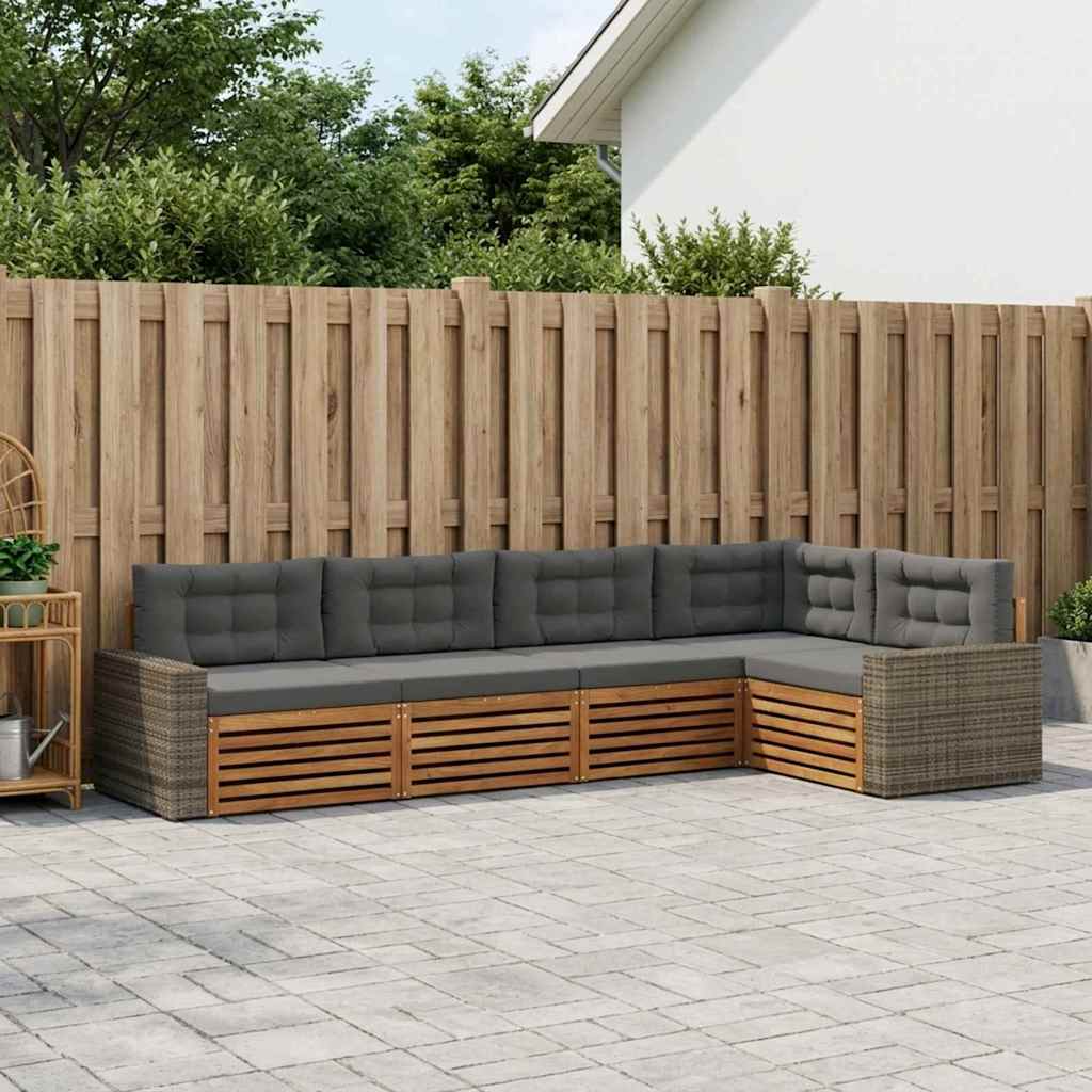 Set vanjskih sofa 5 pcs Prirodna i antracit 331 x 172,5 x 73 cm