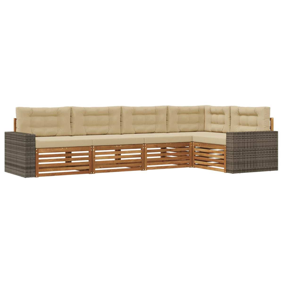 Set vanjskih sofa 5 pcs Prirodna i bež 331 x 172,5 x 73 cm