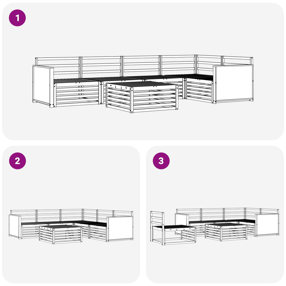 Set vanjskih sofa 6 pcs Prirodna 79 x 79 x 37 cm