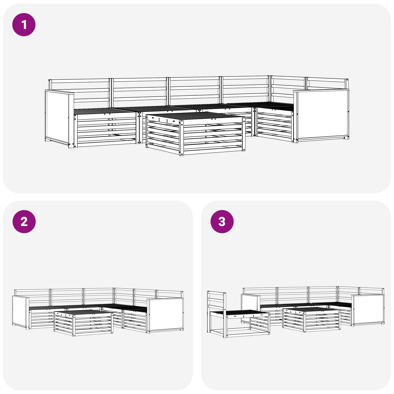Set vanjskih sofa 6 pcs Prirodna 79 x 79 x 37 cm
