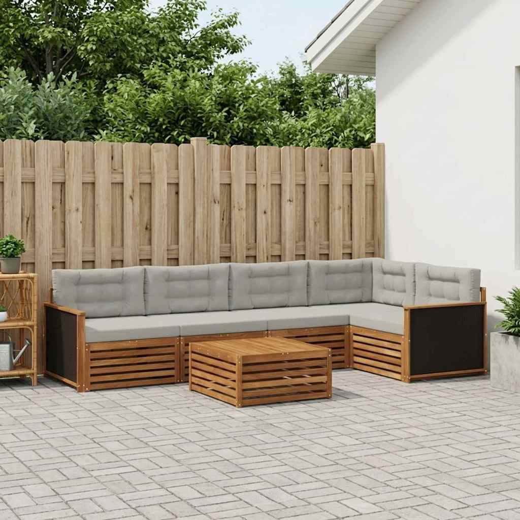 Set vanjskih sofa 6 pcs Prirodna i svjetlosiva 79 x 79 x 37 cm