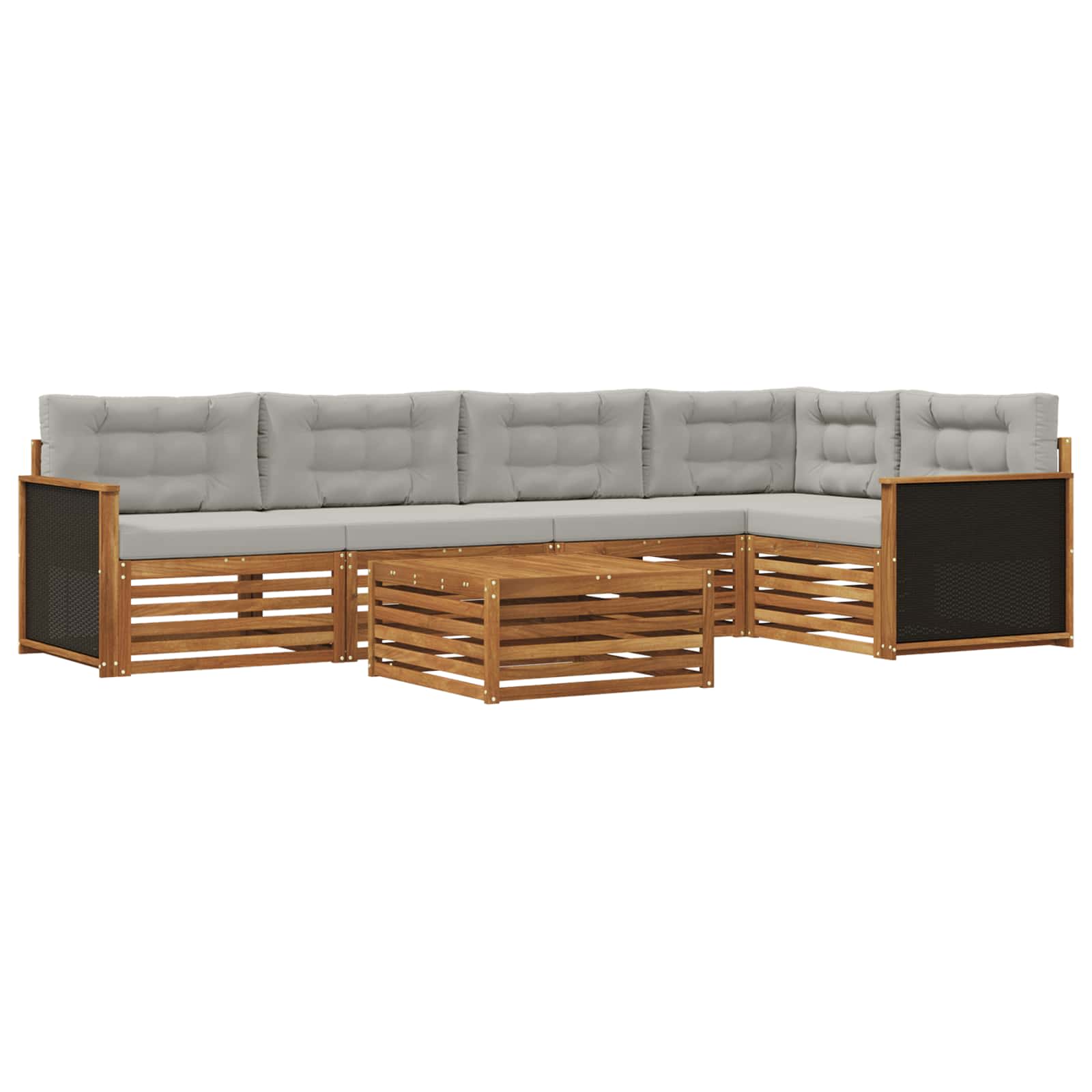 Set vanjskih sofa 6 pcs Prirodna i svjetlosiva 79 x 79 x 37 cm