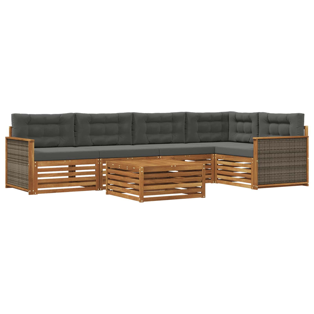 Set vanjskih sofa 6 kom. Prirodna i antracit