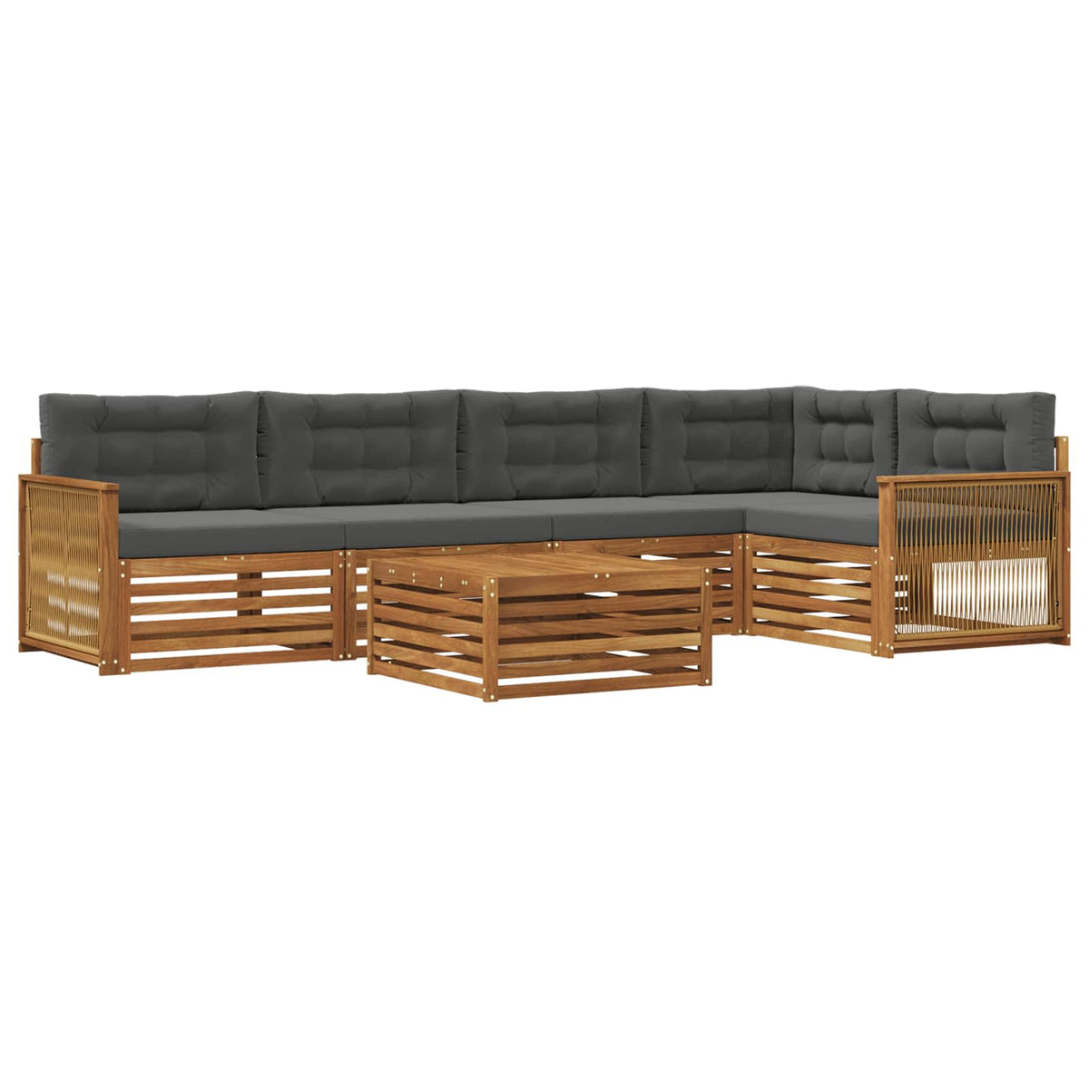 Set vanjskih sofa 6 kom. Prirodna i antracit