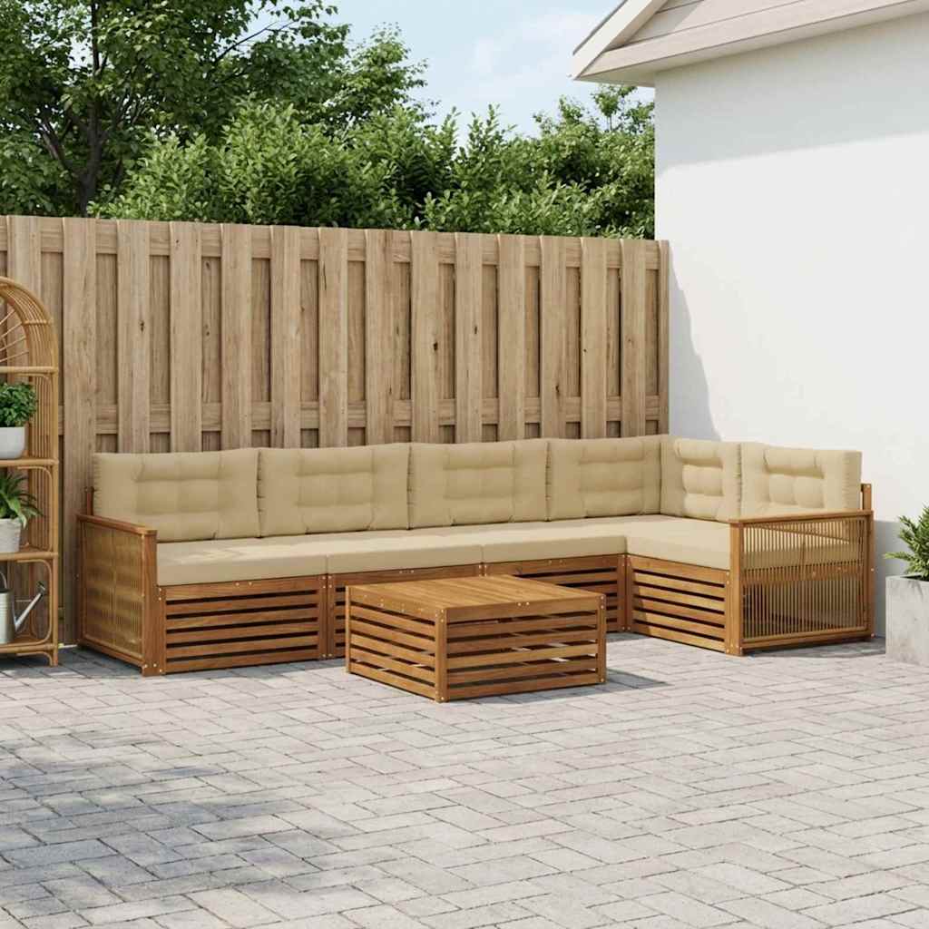 Set vanjskih sofa 6 kom. Prirodna i bež