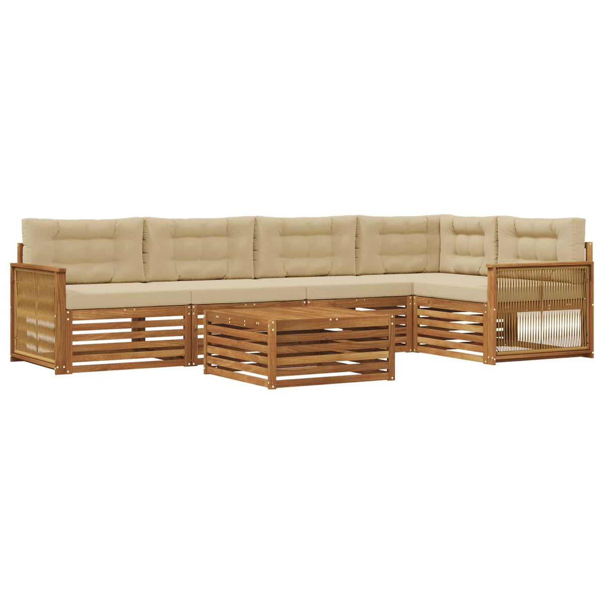 Set vanjskih sofa 6 kom. Prirodna i bež
