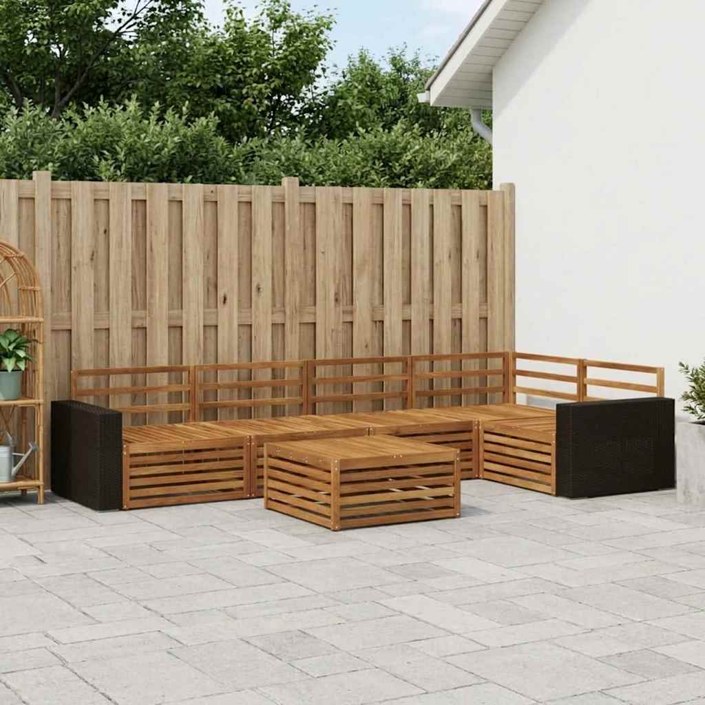 Set vanjskih sofa 6 kom. Prirodna Čvrsto drvo akacije