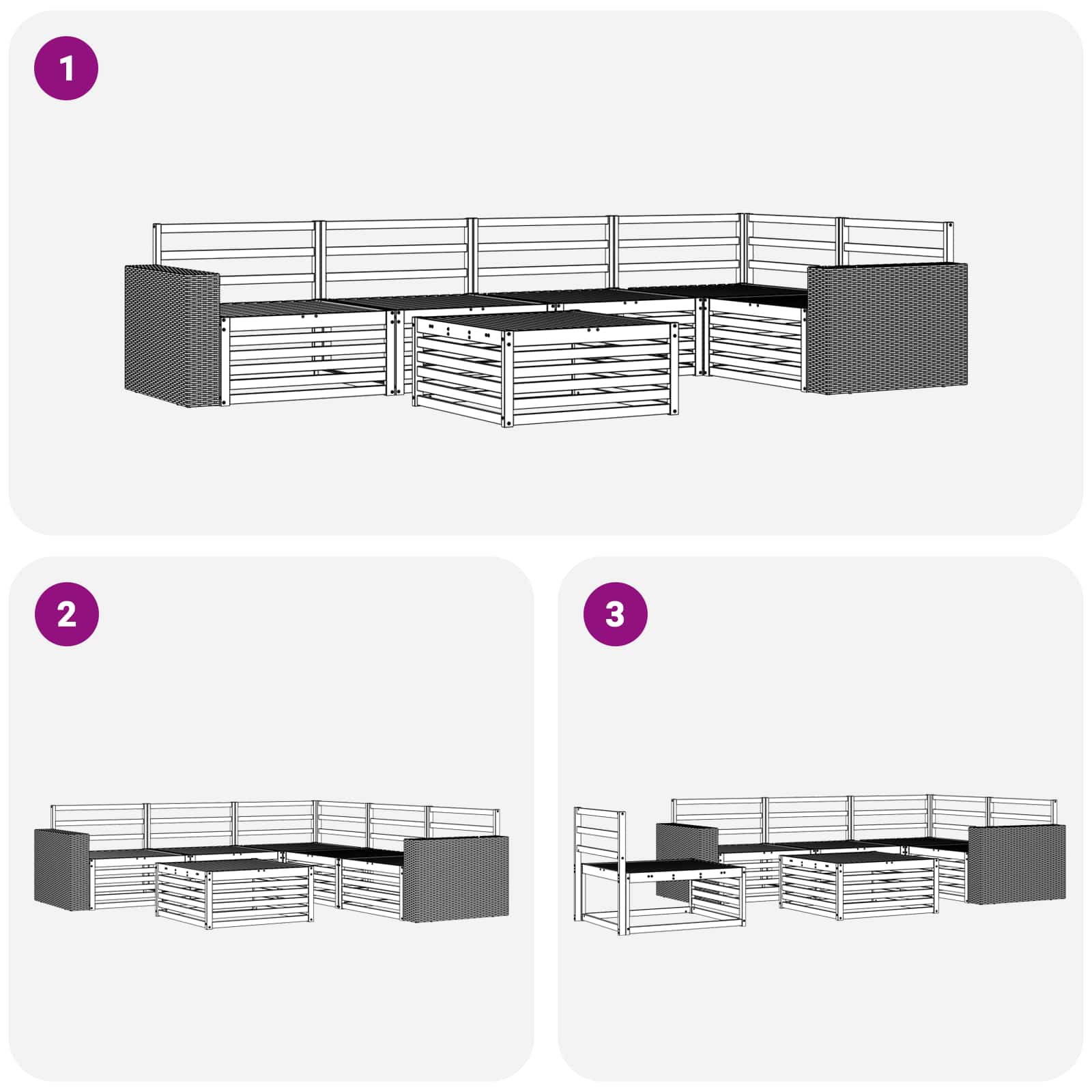 Set vanjskih sofa 6 pcs Prirodna 79 x 79 x 37 cm
