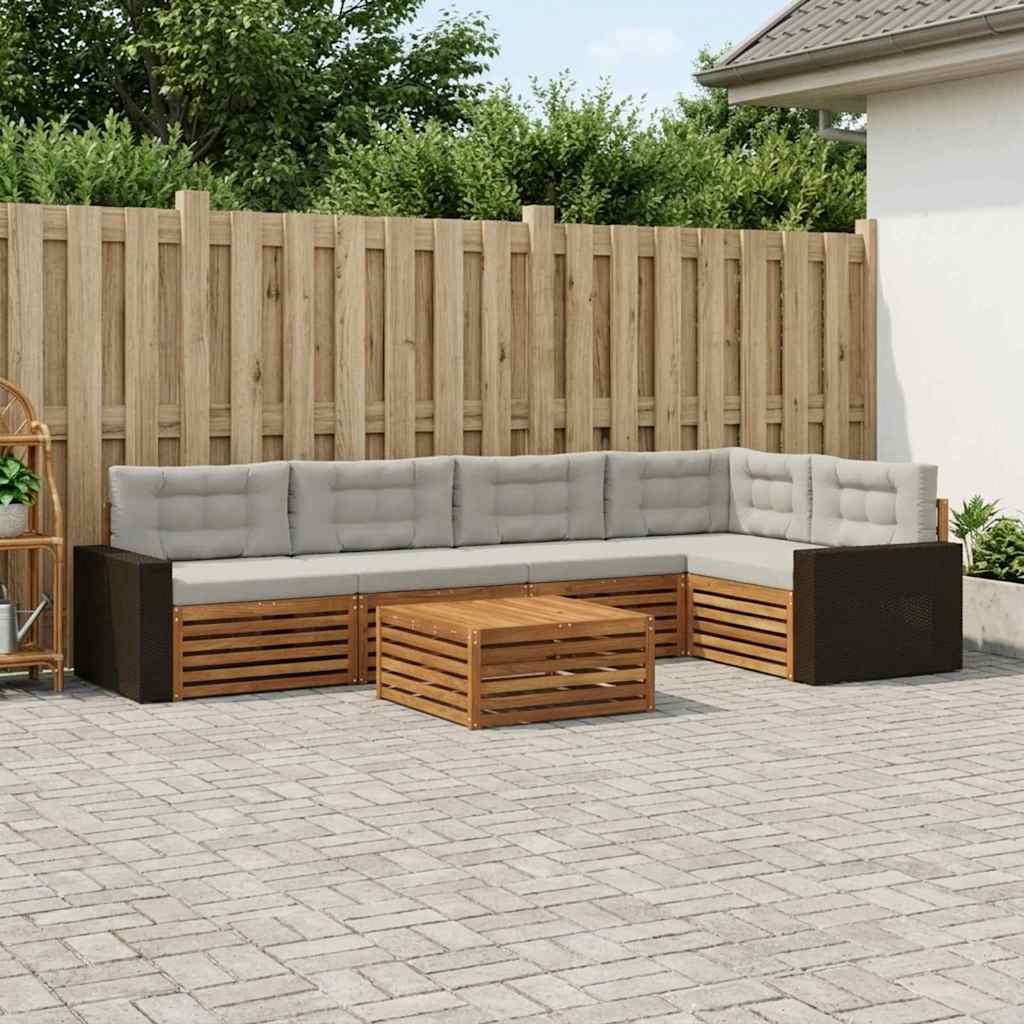Set vanjskih sofa 6 pcs Prirodna i svjetlosiva 79 x 79 x 37 cm