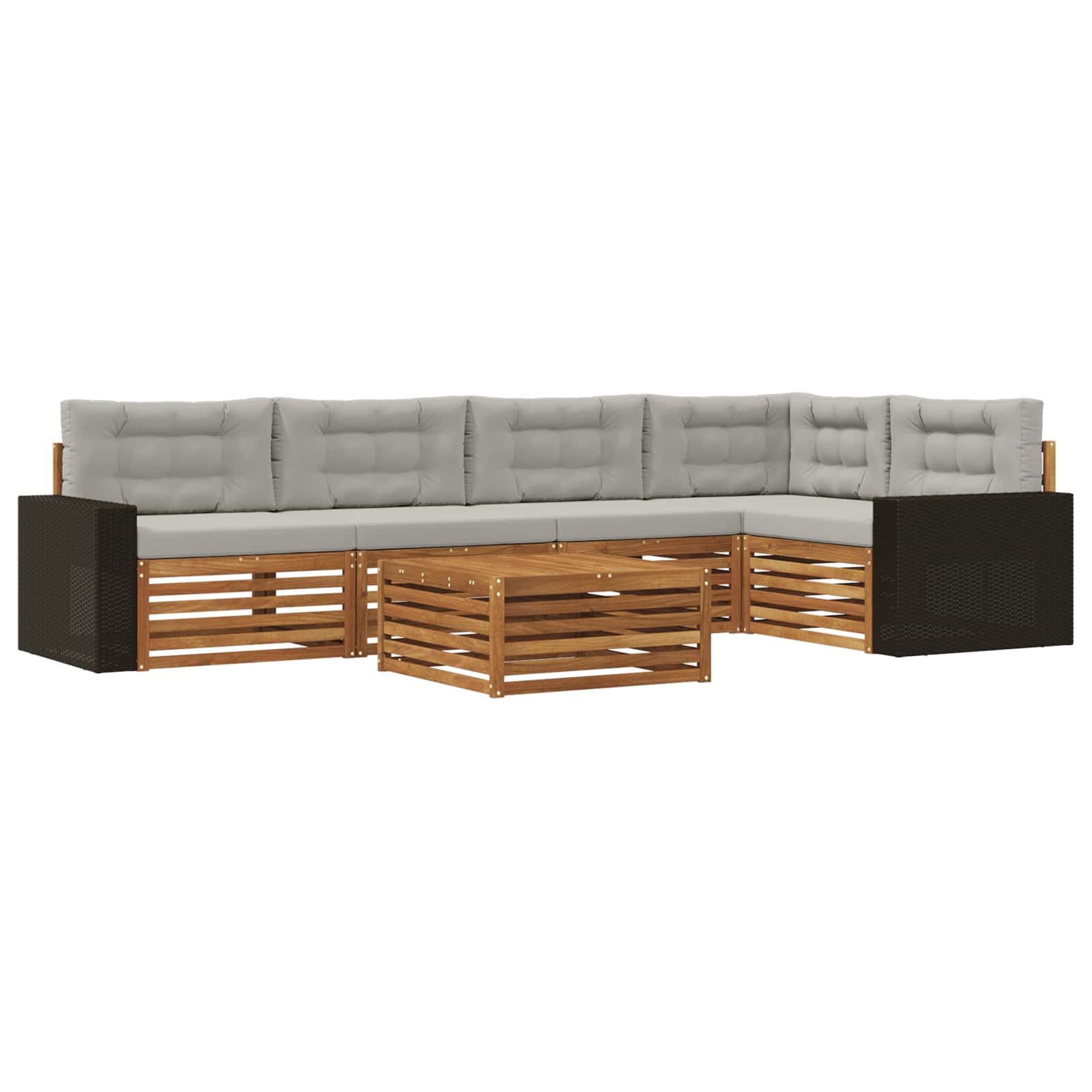 Set vanjskih sofa 6 pcs Prirodna i svjetlosiva 79 x 79 x 37 cm