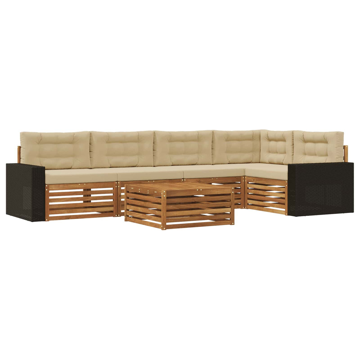 Set vanjskih sofa 6 kom. Prirodna i bež Poliester