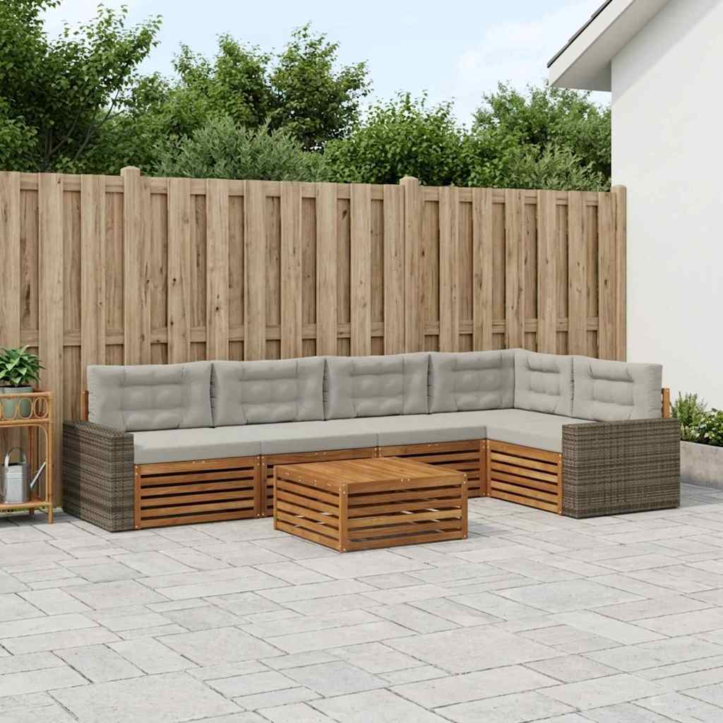 Set vanjskih sofa 6 pcs Prirodna i svjetlosiva 79 x 79 x 37 cm