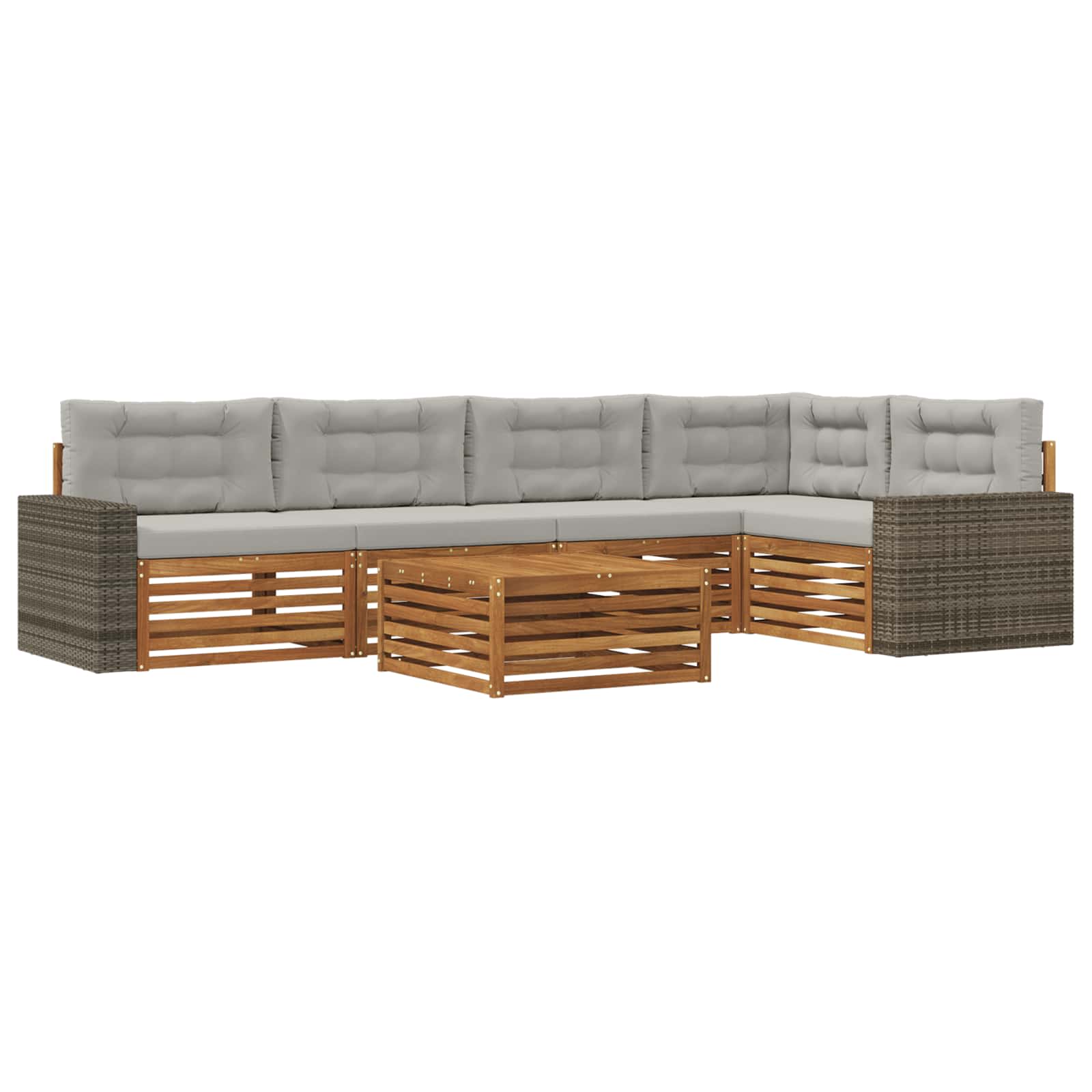 Set vanjskih sofa 6 pcs Prirodna i svjetlosiva 79 x 79 x 37 cm