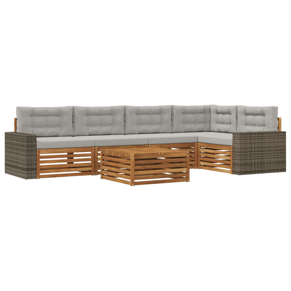 Set vanjskih sofa 6 kom. Prirodna i svjetlosiva Poliester