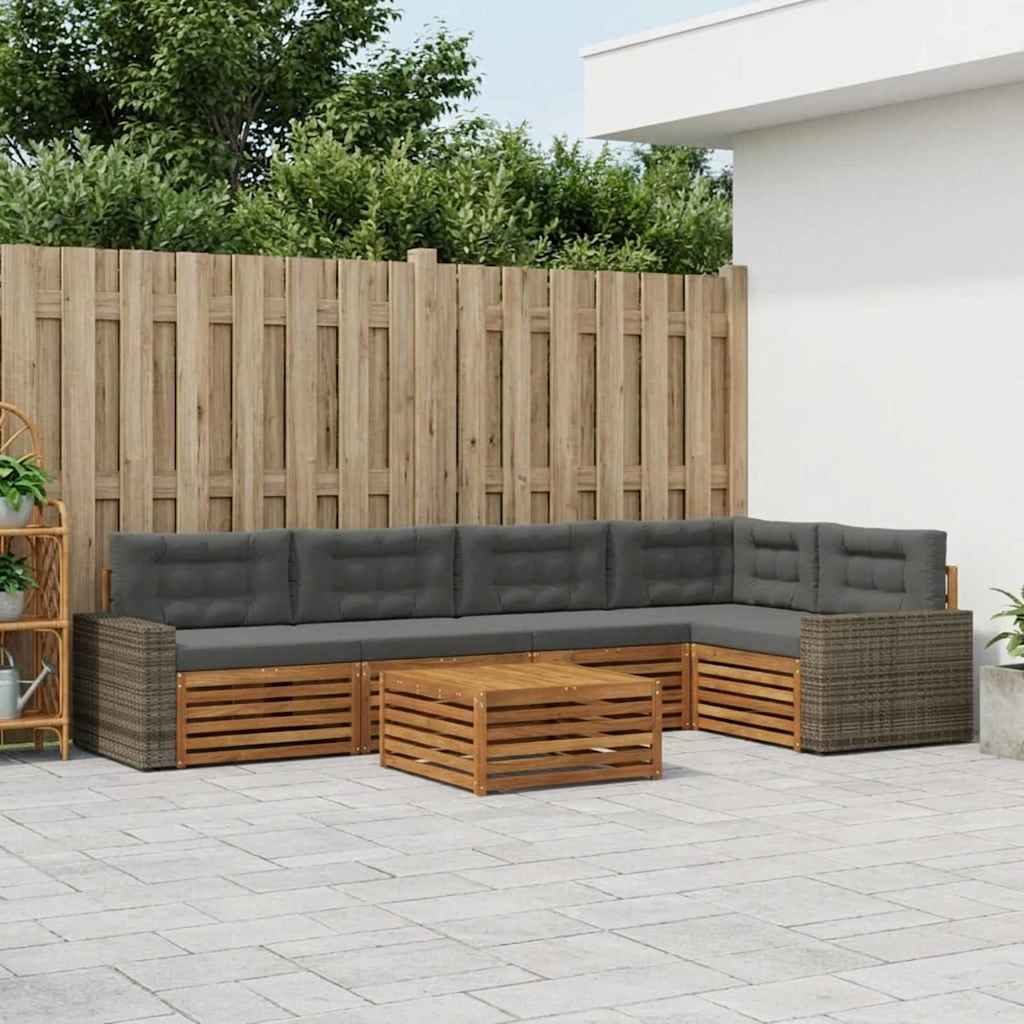 Set vanjskih sofa 6 kom. Prirodna i antracit Poliester
