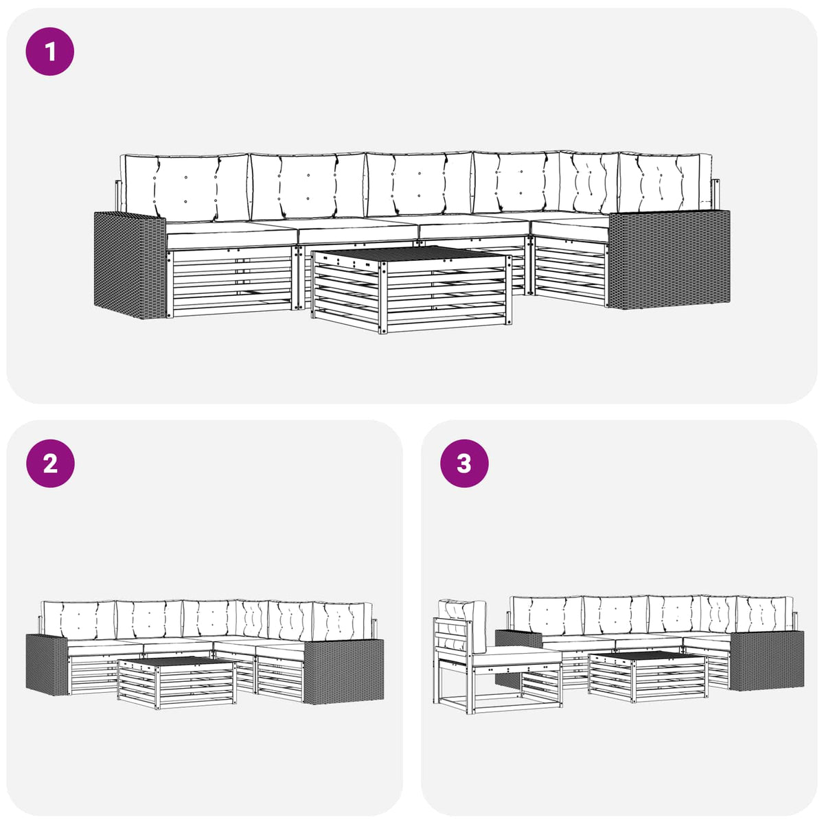 Set vanjskih sofa 6 kom. Prirodna i antracit Poliester