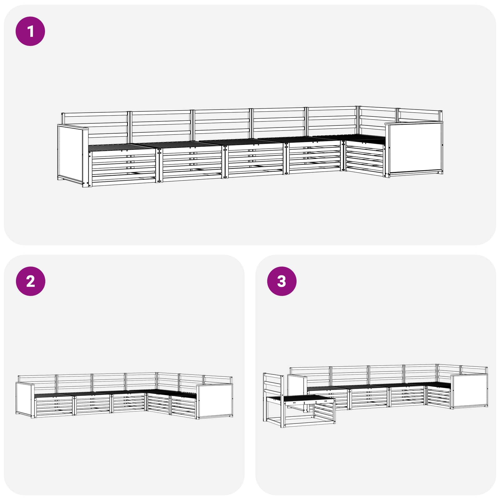 Set vanjskih sofa 6 pcs Prirodna 406 x 168,5 x 73 cm